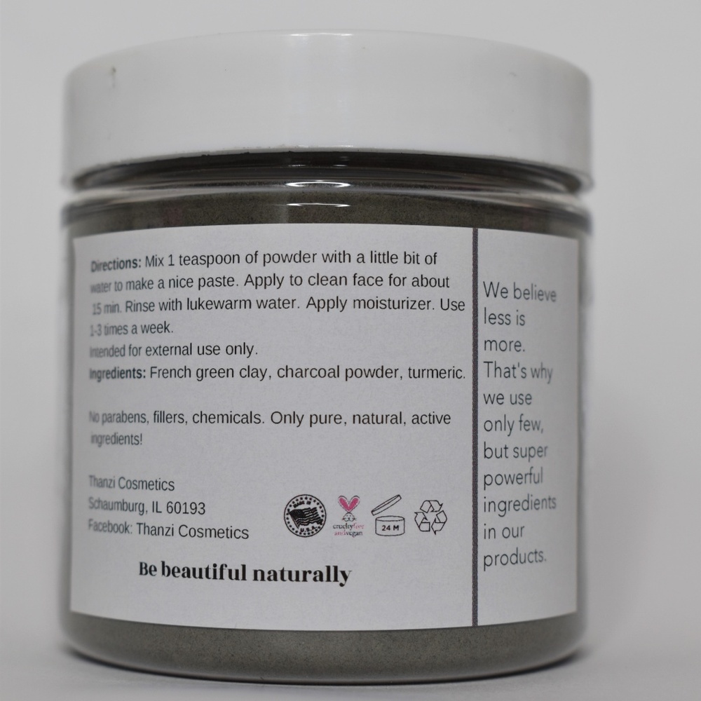 Detoxing vegan clay mask w/ charcoal and turmeric - Picture 2 of 4